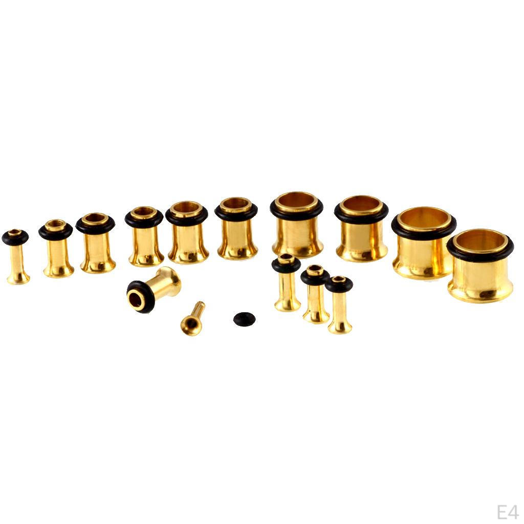 18 Pairs Solid Stainless Steel Gauges Kit Ear Plugs and Tapers 14G-00G Stretching Jewelry