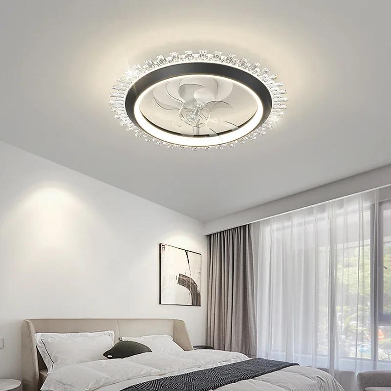 Smart Ceiling Fan Fans With Lights Remote Control Bedroom Decor Ventilator Lamp Air Invisible Blades Retractable Silent Light