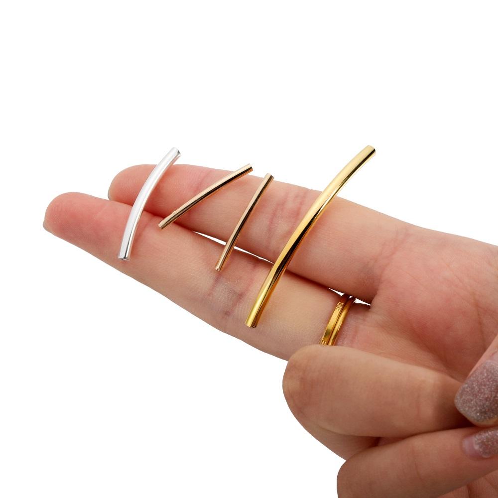 50-100Pcs 25-30 mm Stripe Copper Curve Tube Spacer Beads  Bracelet Connectors For DIY Jewelry Crafts Making Necklace Supplies