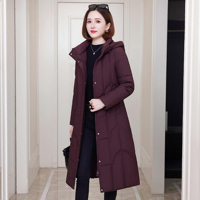 

Женская куртка-пуховик выше колена 2023: Новое свободное, универсальное, теплое, толстое пальто с приталенным кроем XL фиолетовый