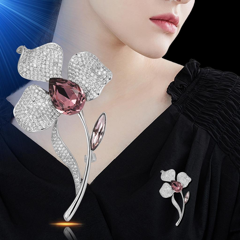 Luxury Atmosphere Zircon Orchid Brooch Women's High-end Fashion Exquisite Personality Temperament Coat Cardigan Brooch