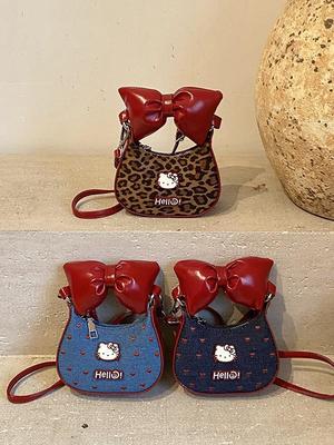 Cute Cartoon Cat Bow Bag: Crossbody Handbag & Coin Purse for Girls