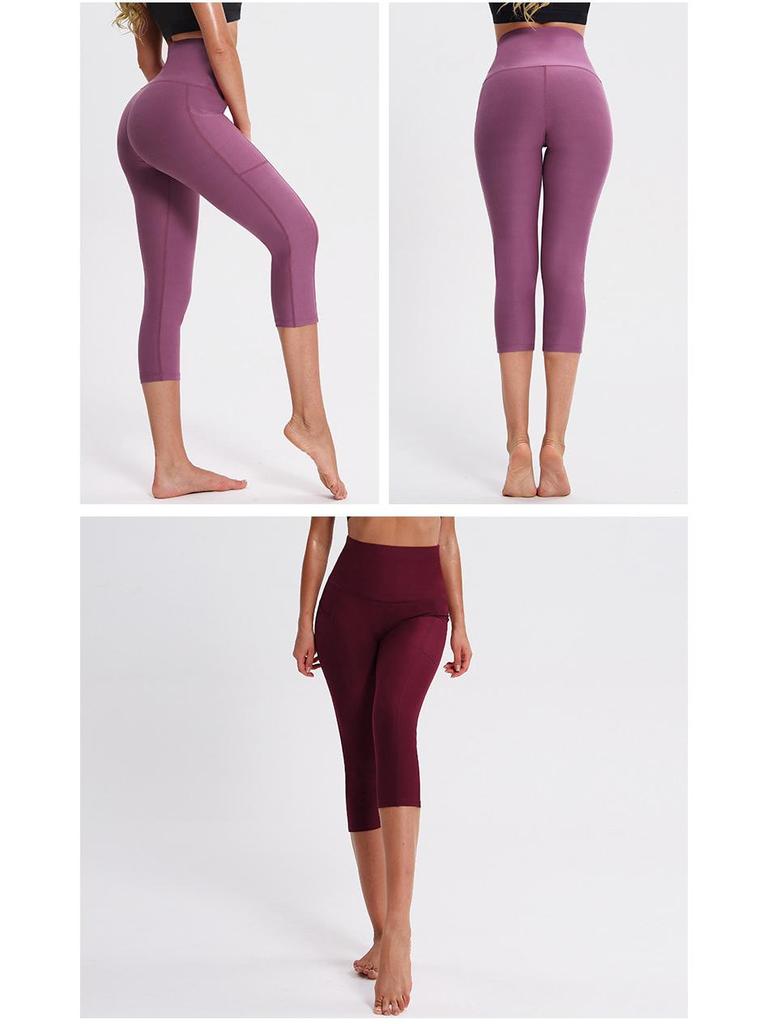Women's High Waist Yoga Fitness Pants - Quick-Dry, Breathable, Elastic, Hip Lift, Seven-Point Running Tights