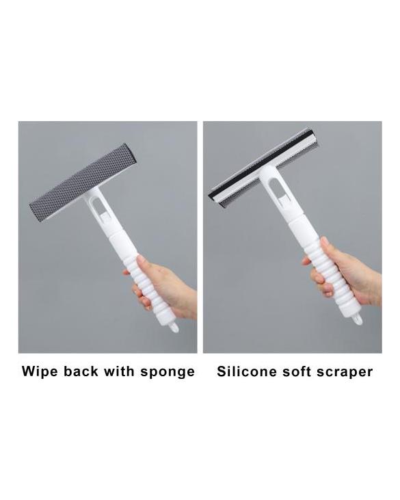 Window Glass Squeegee with Water Spray Non-Slip Handle Design Hanging Storage Multifunctional 3-in-1 Cleaner