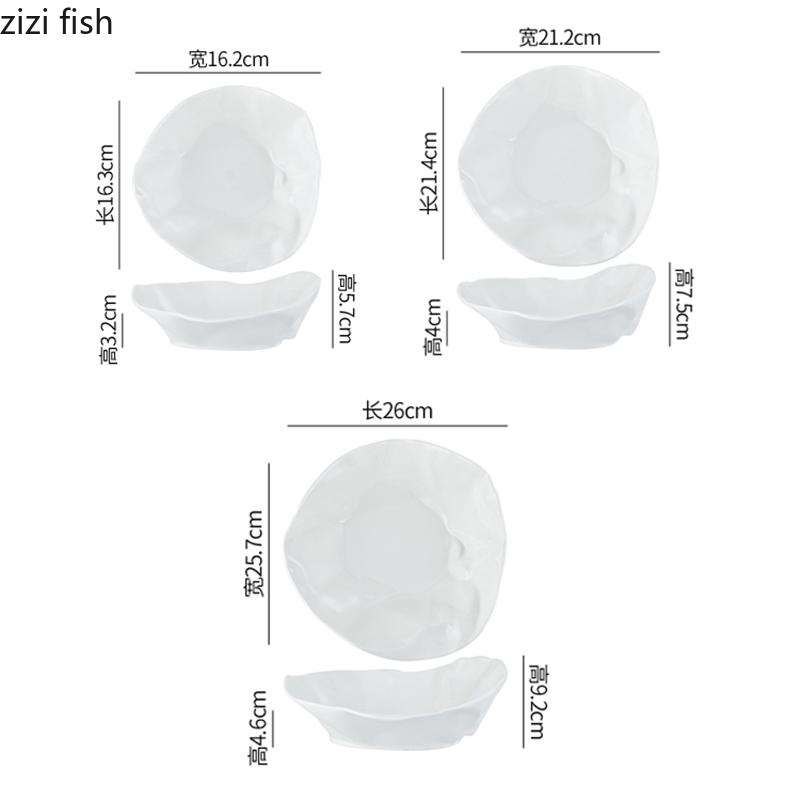 Pure White Irregular Ceramic Wrinkled Bowl Restaurant Salad Bowl Soup Bowl Pasta Bowls Molecular Food Specialty Tableware