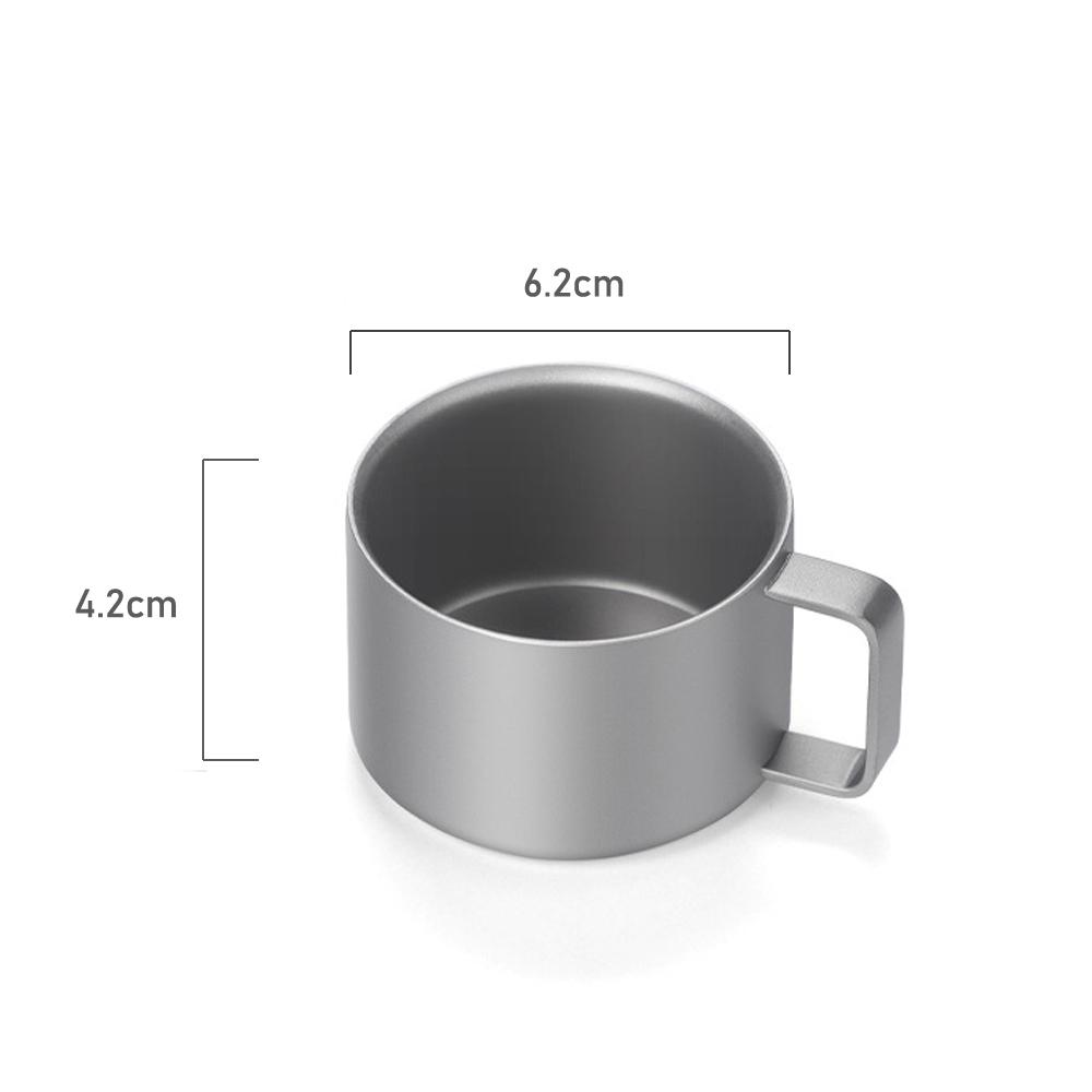 

Small Titanium Coffee Cup Double Layer Cup Outdoor Camping Tableware Anti scald strap handle Tea tasting cup