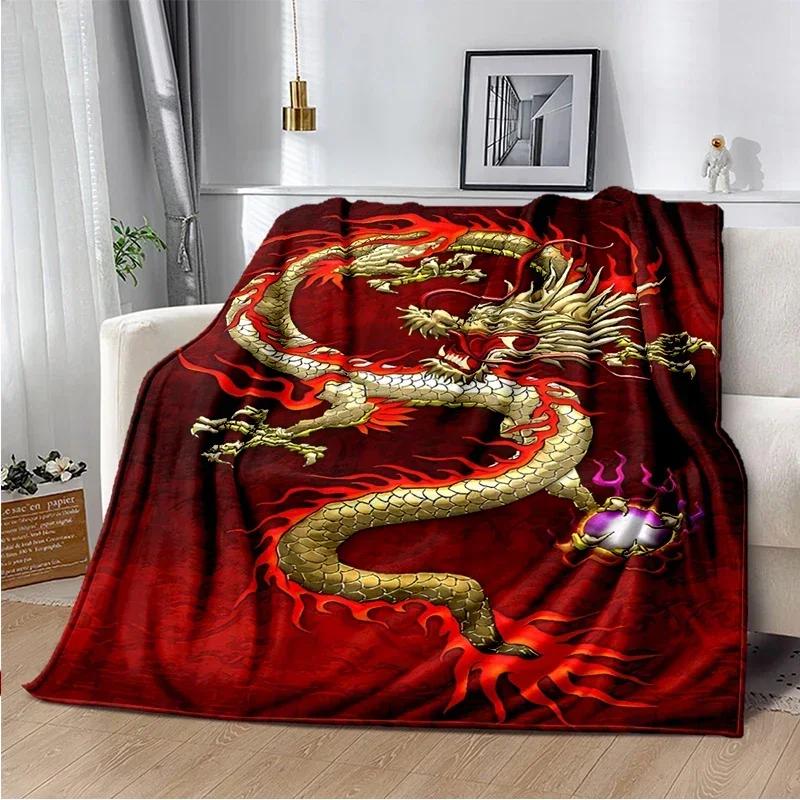 Dragon Blanket 3D Printing Animal Art Soft and Comfortable Sofa Bed Bedroom Decorative Bedspread Travel s