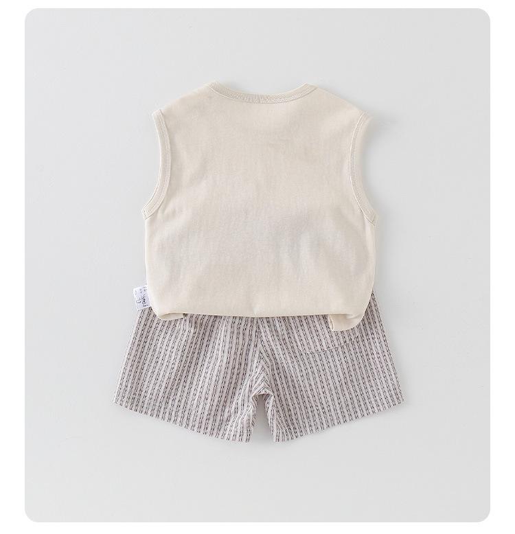Cute Cartoon Tank Top & Casual Shorts Set for Baby Boys, Lightweight Summer Outfit for Infants & Toddlers, Class A.