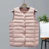New Women Vintage Sleeveless Puffer Jacket Spring Winter Female White Duck Down Ultra Lightweight Packable Warm Down Liner Vest