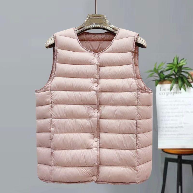 New Women Vintage Sleeveless Puffer Jacket Spring Winter Female White Duck Down Ultra Lightweight Packable Warm Down Liner Vest