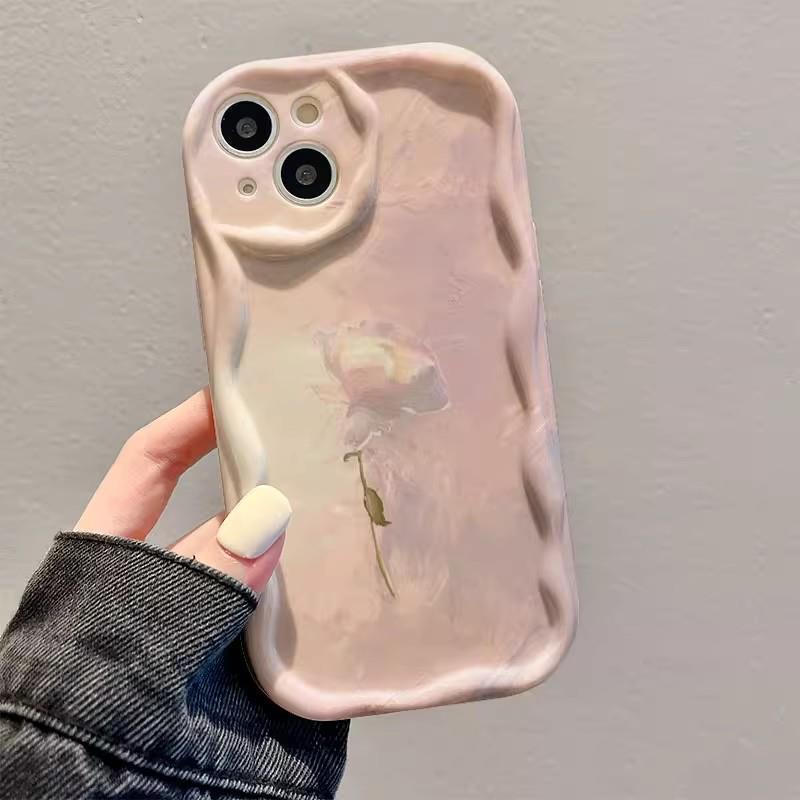 Applicable To Apple 15promax Mobile Phone Case IPhone 14  13 Gradient Oil Painting Rose Silicone Soft Shell