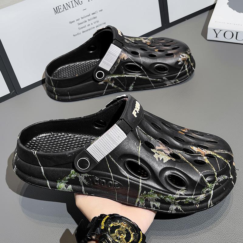 

Hole shoes 2025 summer new breathable soft-soled sports beach shoes casual two wear trendy 301 sandals 40 чёрный