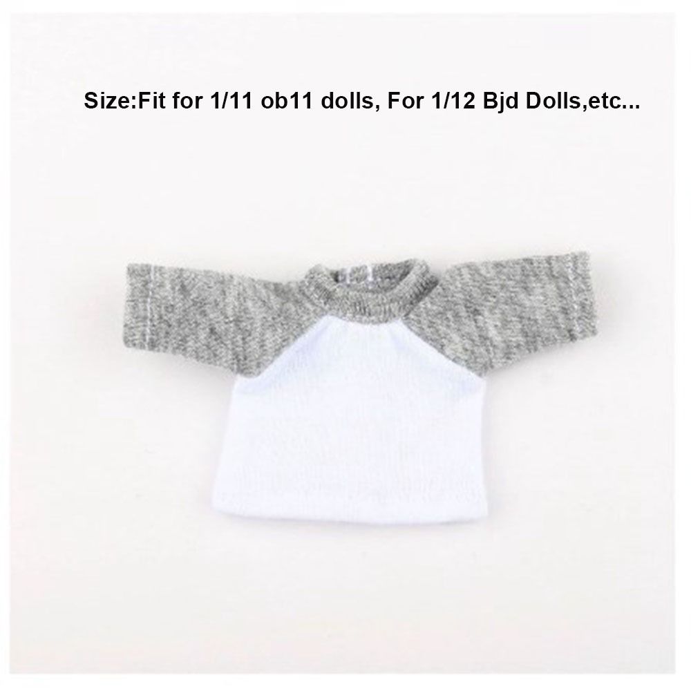 10 Styles Long Sleeved T-Shirt for 1/11 ob11 Dolls/1/12 Bjd Dolls Doll Clothes Accessories