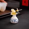 Small Blue and White Porcelains Vase, Mini Chinoiserie Bud Vase, Vintage Ceramic Oriental Handmade Chinese Flower Jardiniere for Home Office Shelf