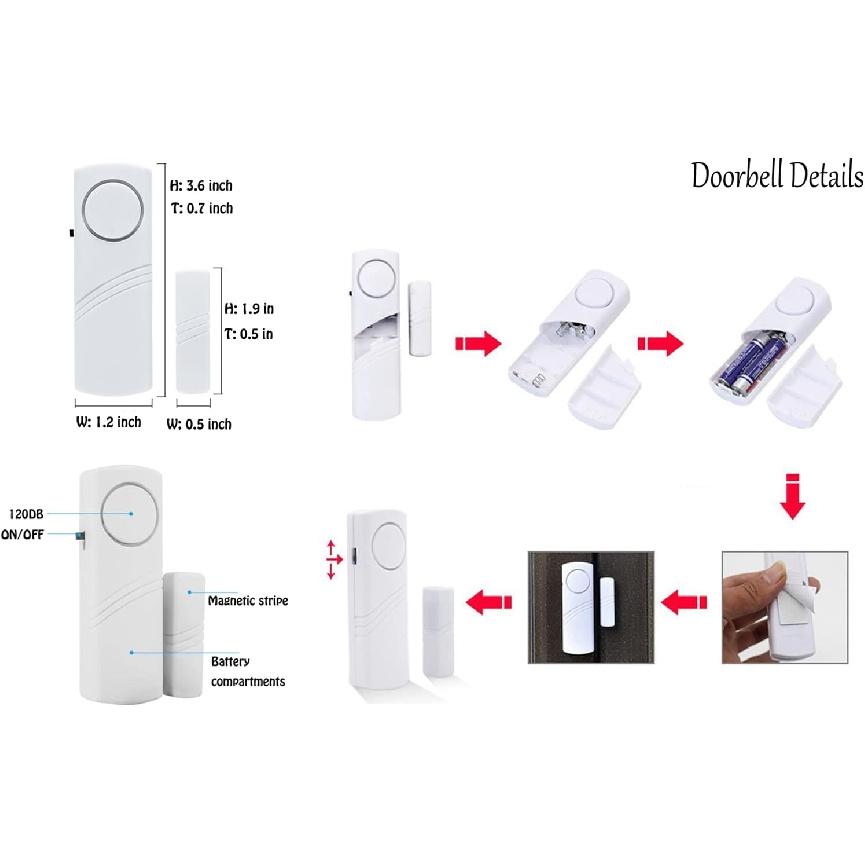 Door Window Alarm, 90DB Door Alarms for Kids Safety, Wireless Sensor Door Window Burglar Alarm-Window Pool Alarms for Home, 3 Pack