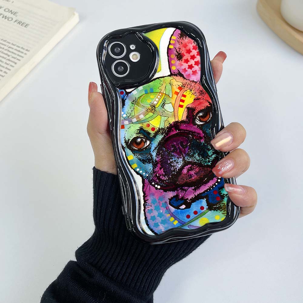 Samsung Galaxy A13 A53 A24 A14 Xiaomi Poco X5 Redmi 13C 12C 10C Huawei Honor 90 Lite Cases A44 French Bulldog Dog Exclusive Cream Pattern Soft Case