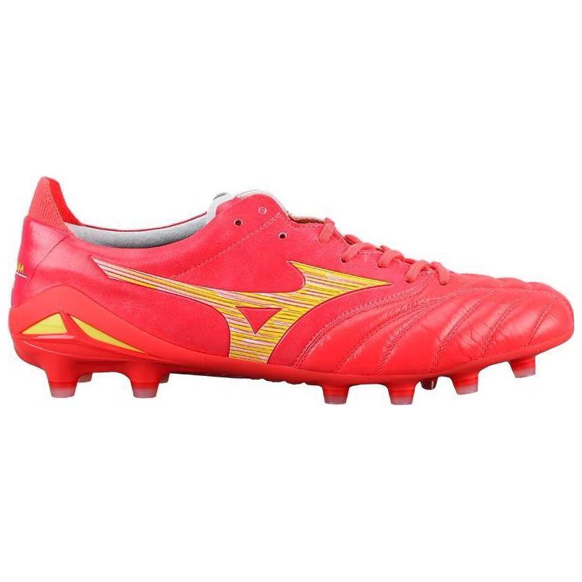 New Mizuno Morelia Neo FG Rubber Long Studs Cushioning Anti Slip And Wear Resistant Soccer Shoes Men's Red Yellow P1GA233064