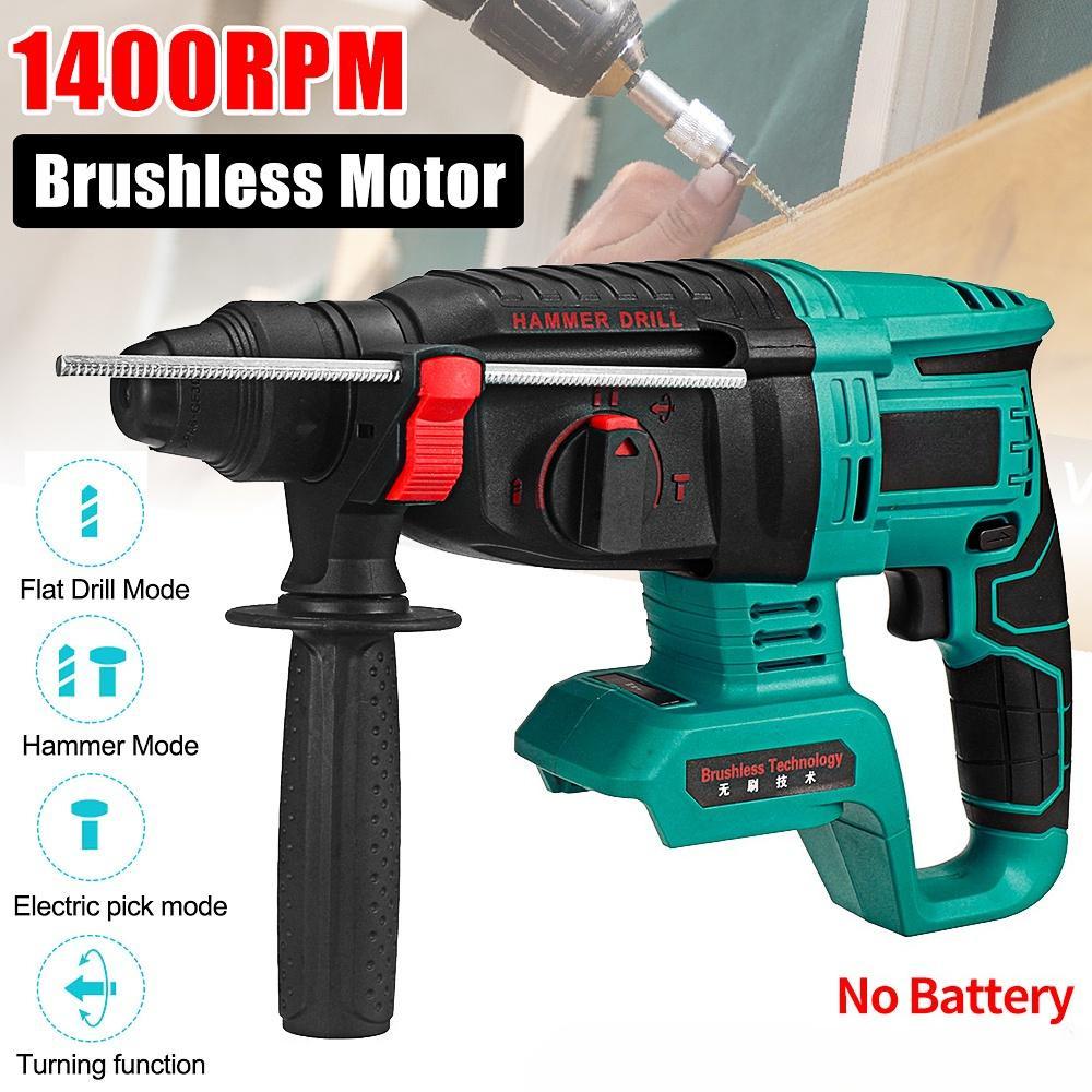 Rechargeable Electric Hammer Power Drill for 18V Battery Multifunction Cordless Brushless Electric Rotary Hammer