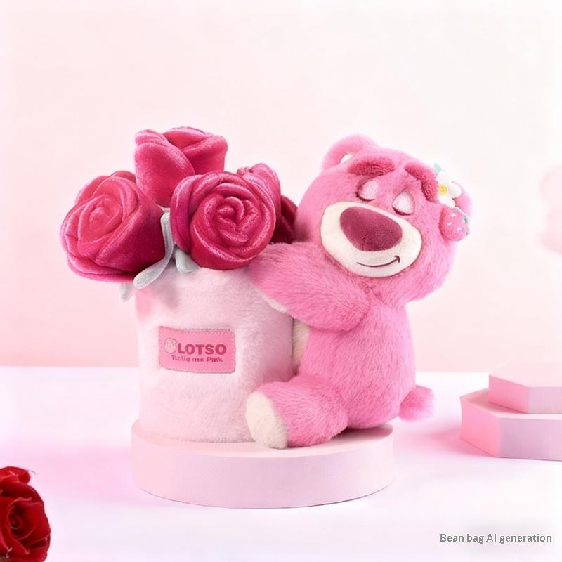 Authentic New Potdemiel Lovely Strawberry Bear Doll Bouquet Series To Send Female Boyfriend Couple Doll Christmas Gift