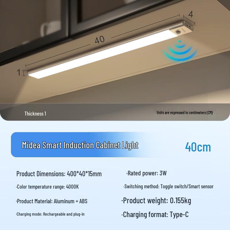 Midea Smart Magnetic Rechargeable Motion Sensor Cabinet Light