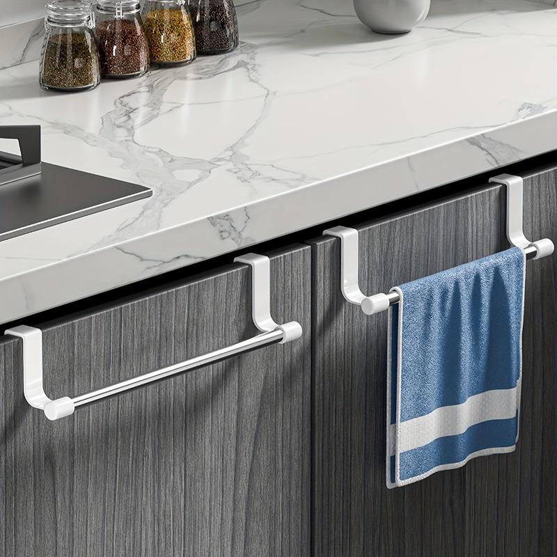 

1 Piece, Available in Two Colors, Wall-Mounted Kitchen Cabinet Towel Rack, Space-Saving Household and Bathroom Cloth Rack, No Drilling Requ