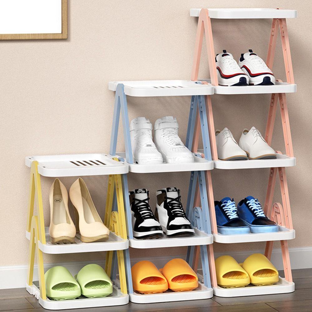 Plastic Shoe Cabinet Storage Stackable Cosmetic Storage Rack Layered Shoe Rack Home Furnishings