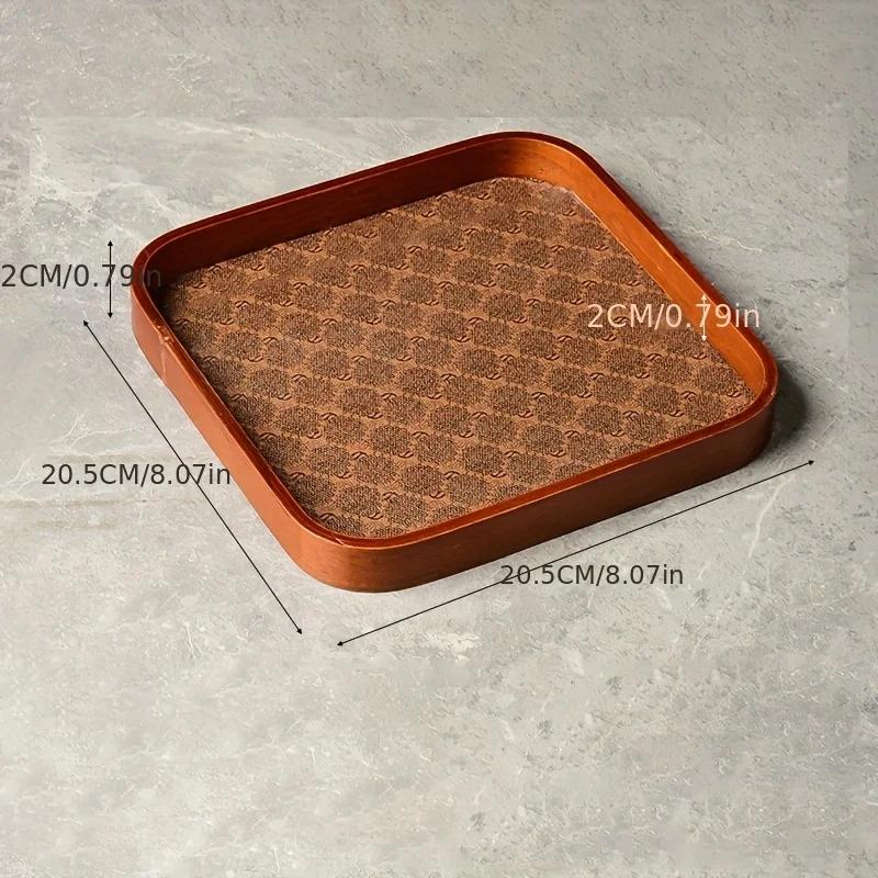 Elegant Wooden Desktop Organizer Tray Faux Leather Lining for Jewelry, Keys & Tea Storage Trays Home Decor, Jewelry Trays