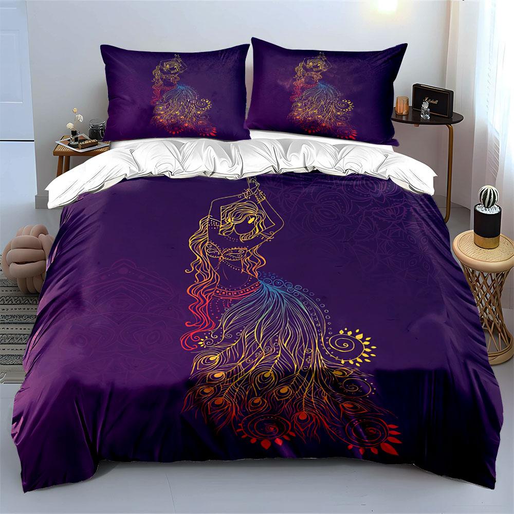 Dancing Woman in Vibrant Colors Bedding Duvet Cover Set Duvet Cover Pillowcases  (1*Duvet Cover 2*Pillowcases, without duvet insert)