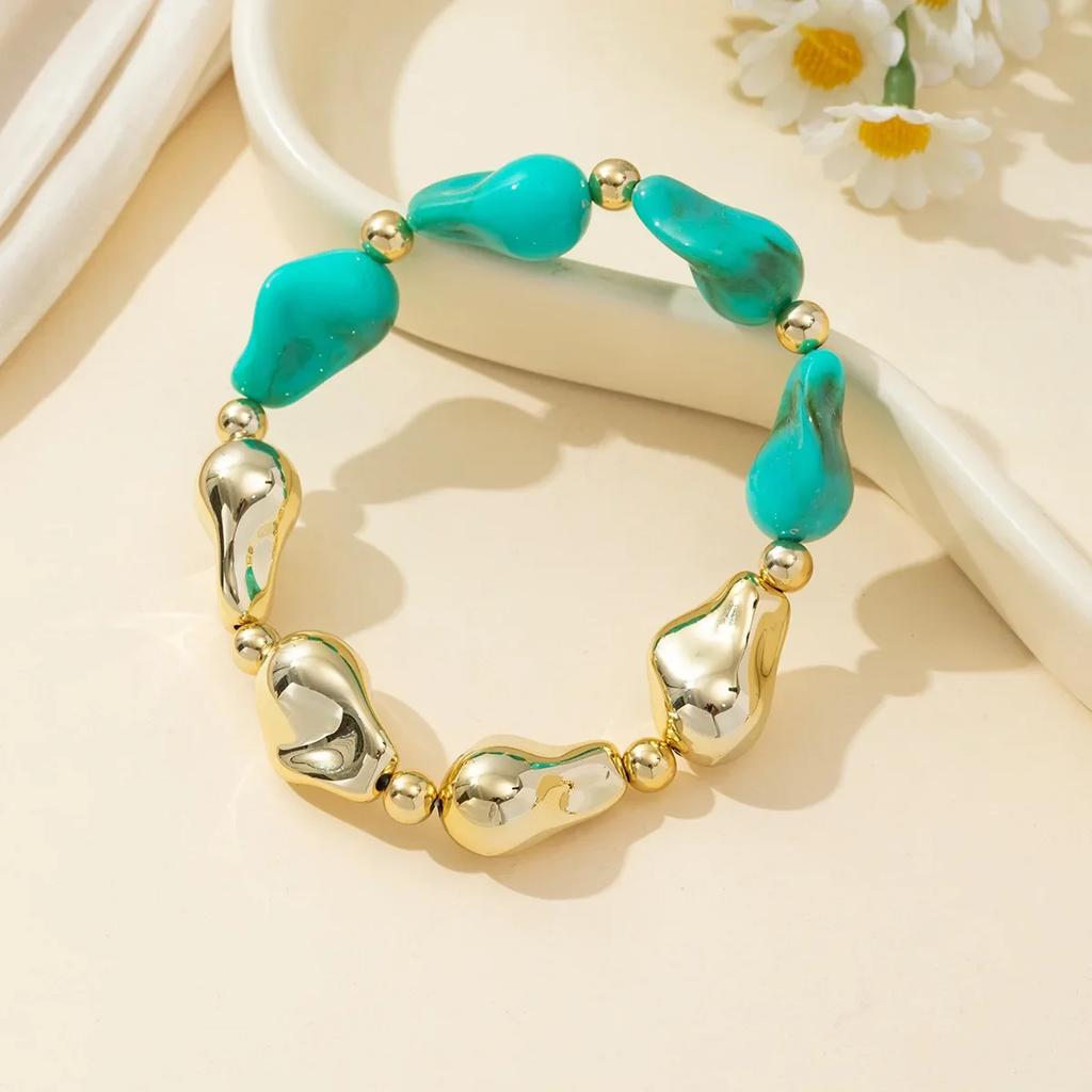 B148 Bohemian New Exaggeration Retro Design Good-looking Bracelet Gorgeous Acrylic Colored Bead Women's Bracelet Exquisite