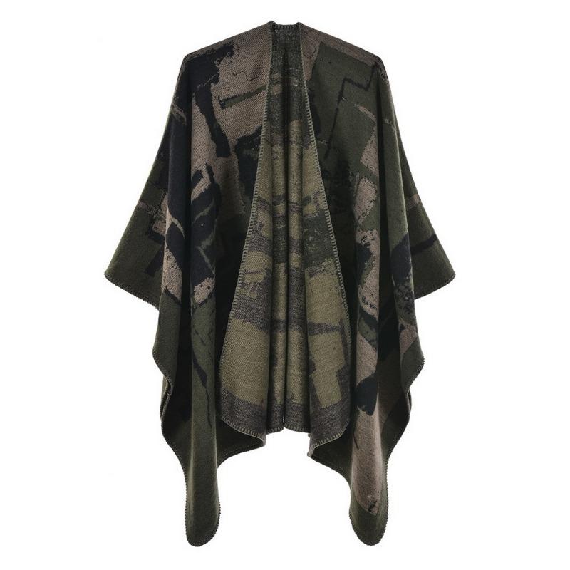 Women's scarf shawl creative new fashion imitation cashmere jacquard split fork thickened large cape air conditioner warm shawl