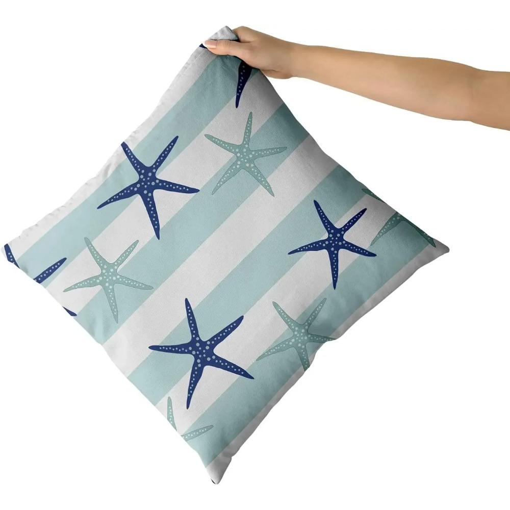 Nautical Starfish Pillow Covers X Inch Summer Coastal Pillow Cases Farmhouse Outdoor Decor Navy Blue Cushion Covers Set of
