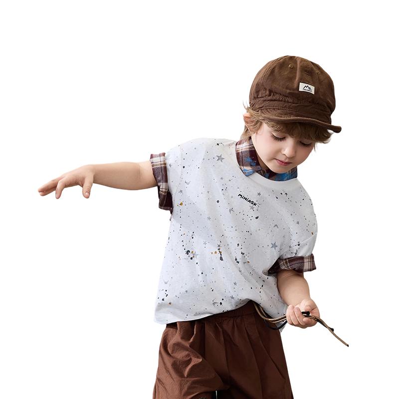 

ASK JUNIOR Boys Korean Style Ink Splash Short Sleeve T-Shirt 100