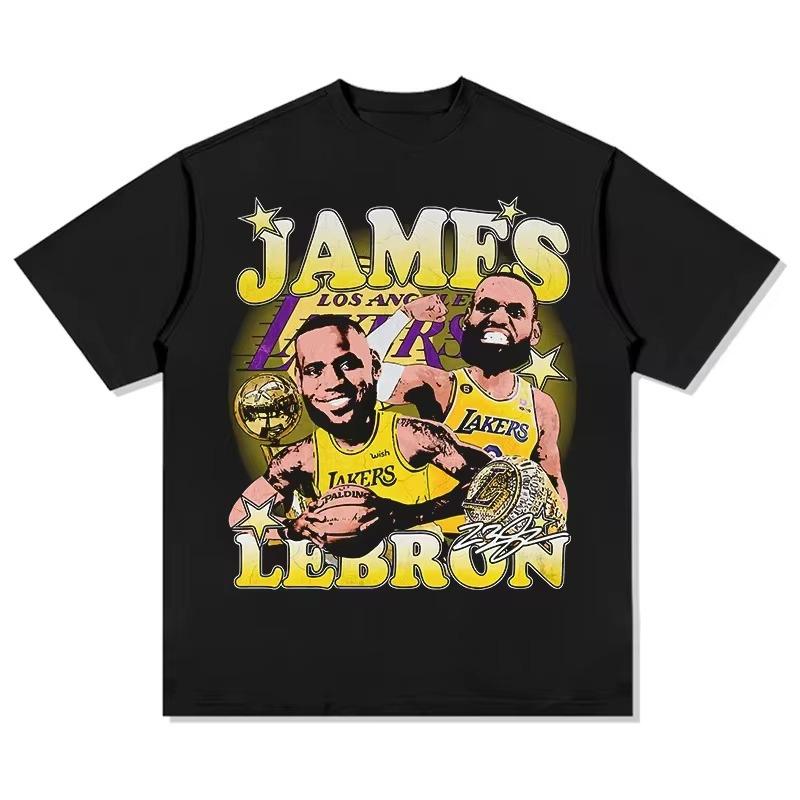 Summer Basketball Stars New Cotton T-Shirt Short Sleeve Fashion Breathable Casual Adult Kids LeBron James Casual T-Shirt