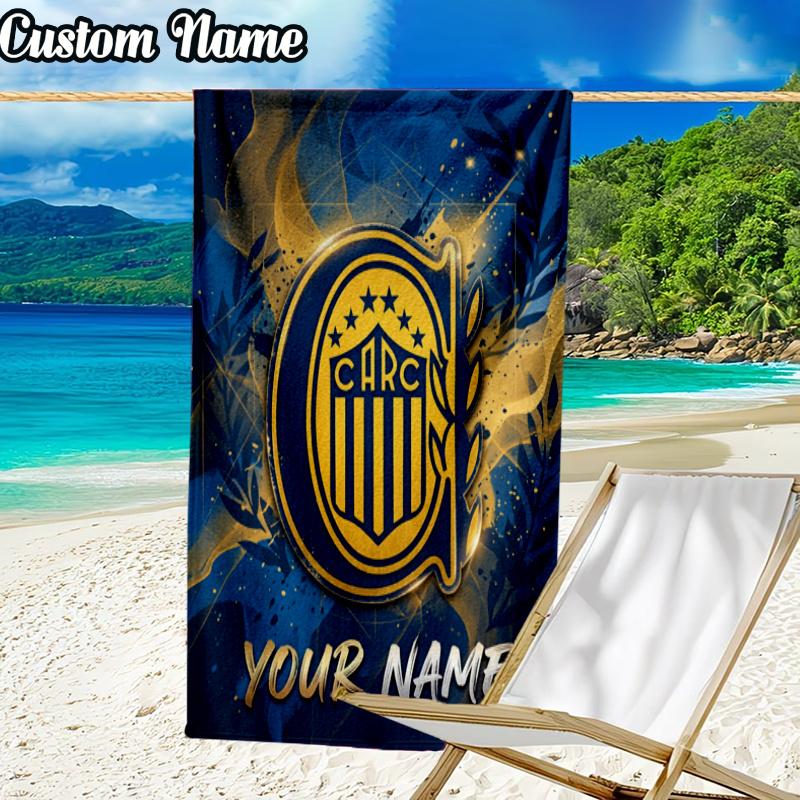Custom Name Atlético Rosario Central Beach Towel - Soft, Ultra-Absorbent Microfiber, Lightweight, Perfect for Beach, Parties, Travel, Camping