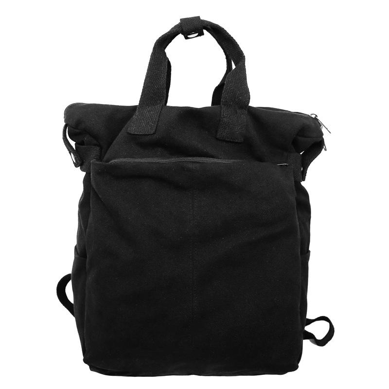 Plátěný jednobarevný studentský školní batoh Pánský velkokapacitní cestovní batoh