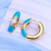 KNIKOO Clip Earrings For Women Cubic Zirconia Fashion Blue Hoop Earrings Jewelry For Wedding Party Gifts