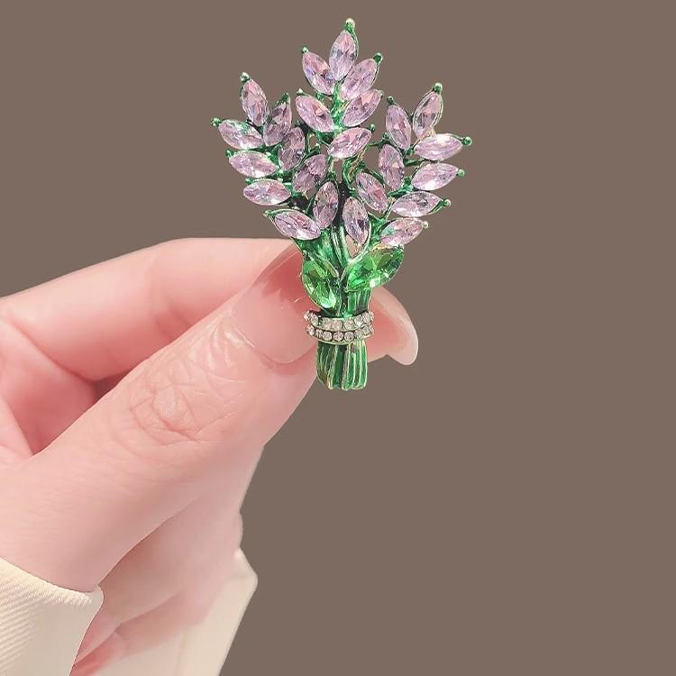 Matte Gold Pearl Wheat Ear Corsage Brooch for Women - High-End Versatile Pin with Anti-Exposure Design