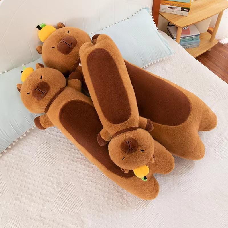 Cute Kapibara Throw Pillow Doll Sleeping Backrest Doll New Buddhist Capybara Legs Long Throw Pillow Doll