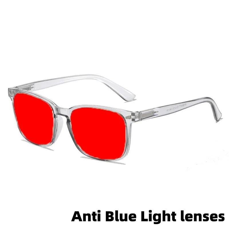 Fashion Square Frame Plain Glasses Orange & Red Lenses Anti Blue Light Glasses Gaming Protective Eyewear Night Driving Goggles