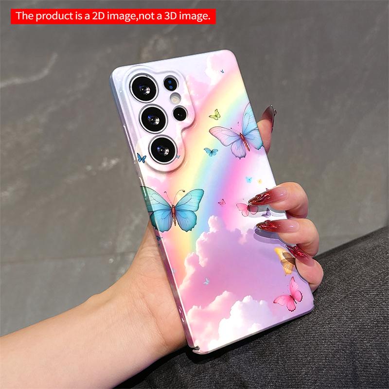 2DFlat Samsung Phone Case Butterflies & Rainbow Sky Mobile Case Applicable To Galaxy S22 S23 S24 S25ULTRA S26 A12 A13 A14 A15 A16