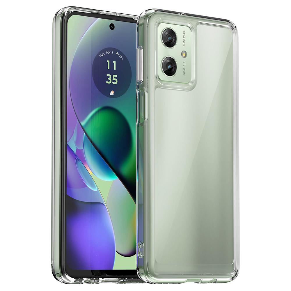 For Motorola Moto G54 5G Case Clear Phone Cover with Electroplating Buttons (Big Rear Lens Hole)