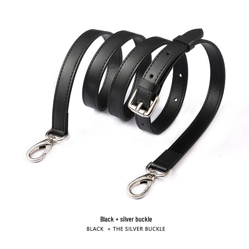Adjustable Genuine Leather Crossbody Bag Strap - Thin Plain Weave for Women