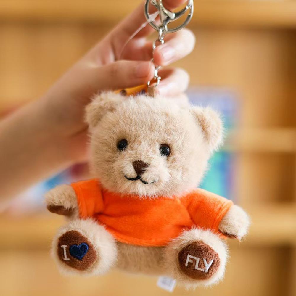 

Cute Plush Bear Key Chain Soft Bear Pendant Doll Bag Charm Stuffed Bear Key Ring Bag Accessories 3.94 In помаранчевий