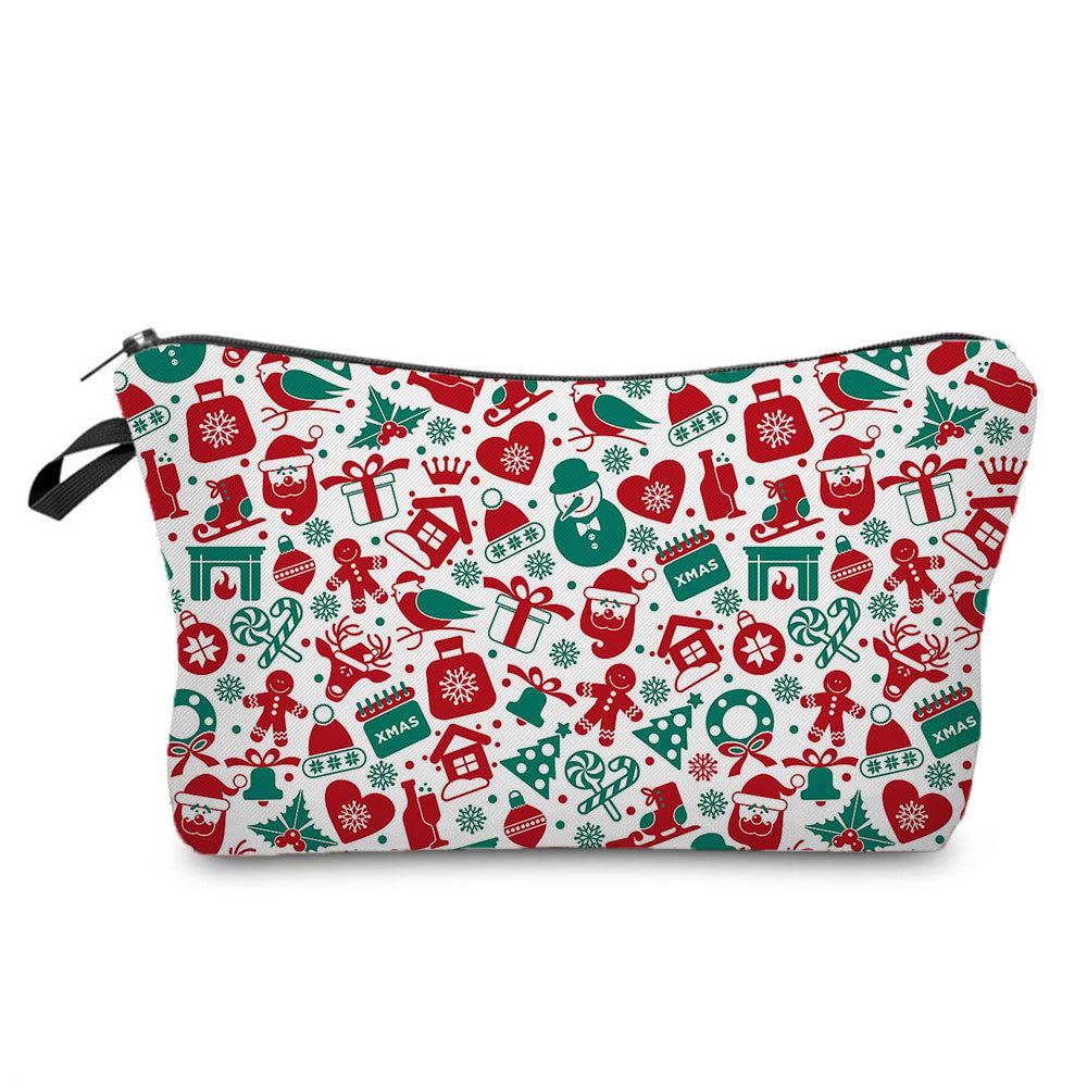 Women Christmas Ornament Print Cosmetic Bag Toiletries Organize Travel Storage Case 6693