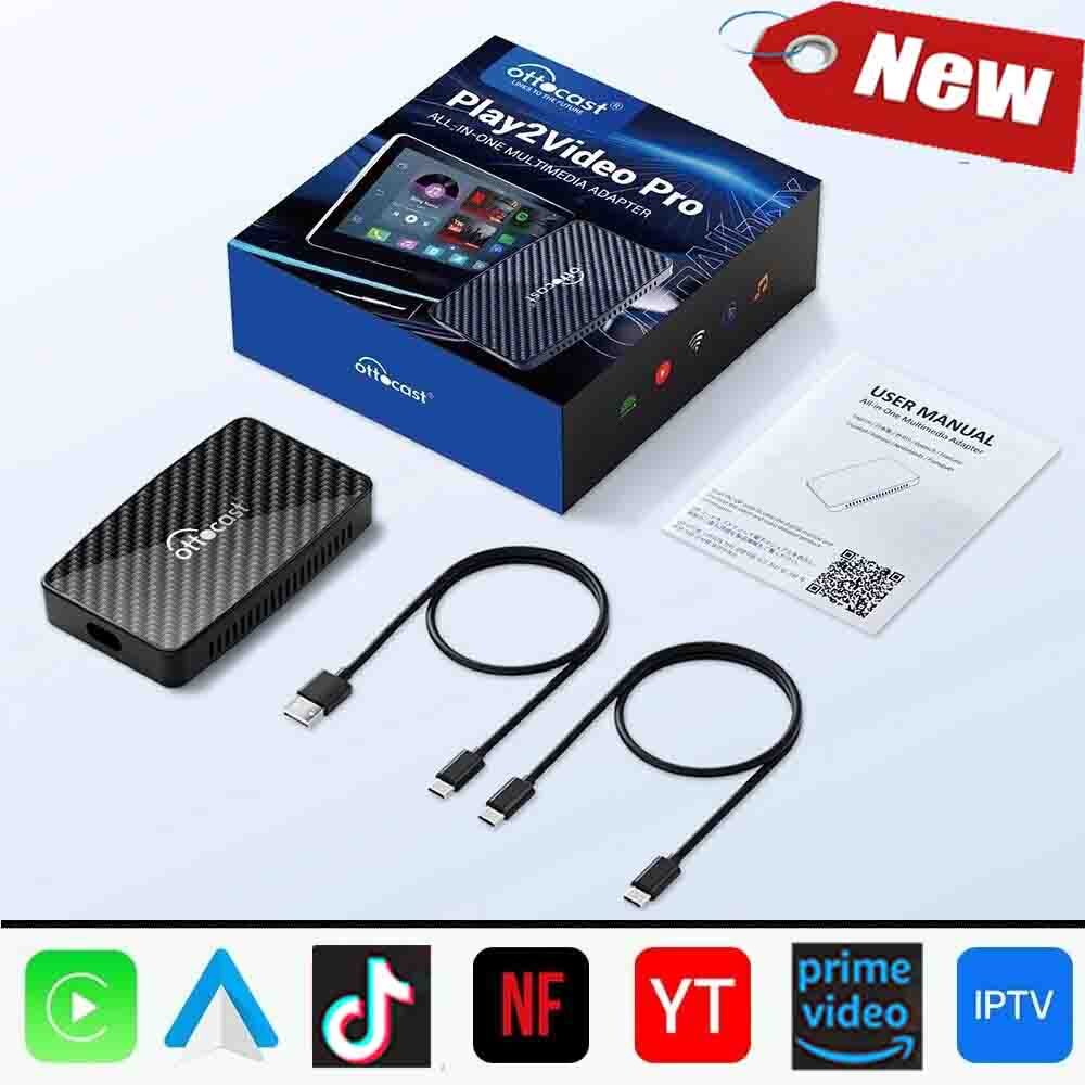 OTTOCAST Play2 Video Pro Carplay Ai Box Wireless Android Auto Adapter Built In Youtube Netflix For VW Benz Ford 99% of Cars TB6