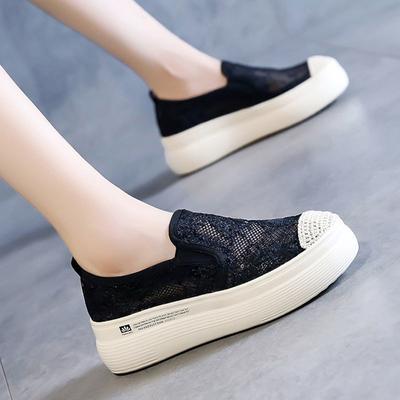 Dam Skor Spets Loafers Sommar Platform Skor Dam Slip on Flats