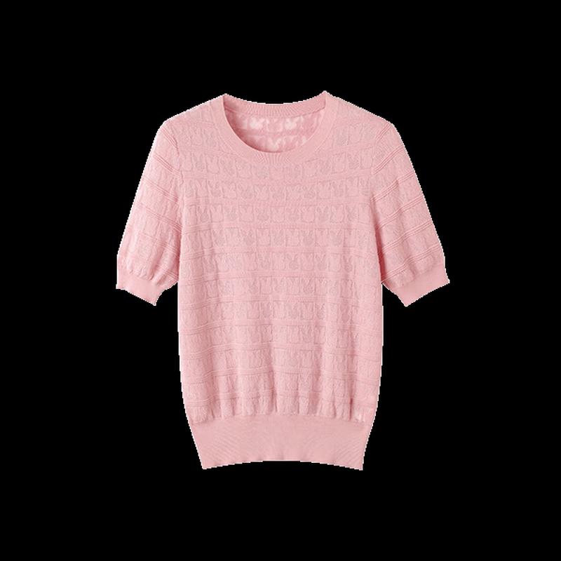 Women's Silk Blend Lace Crochet Knit Top