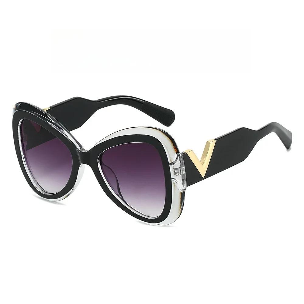 New Fashion Large Frame Women'S Butterfly Sunglasses Personalized V-Shaped Uv Resistant Premium Glasses Outdoor Sun Protection