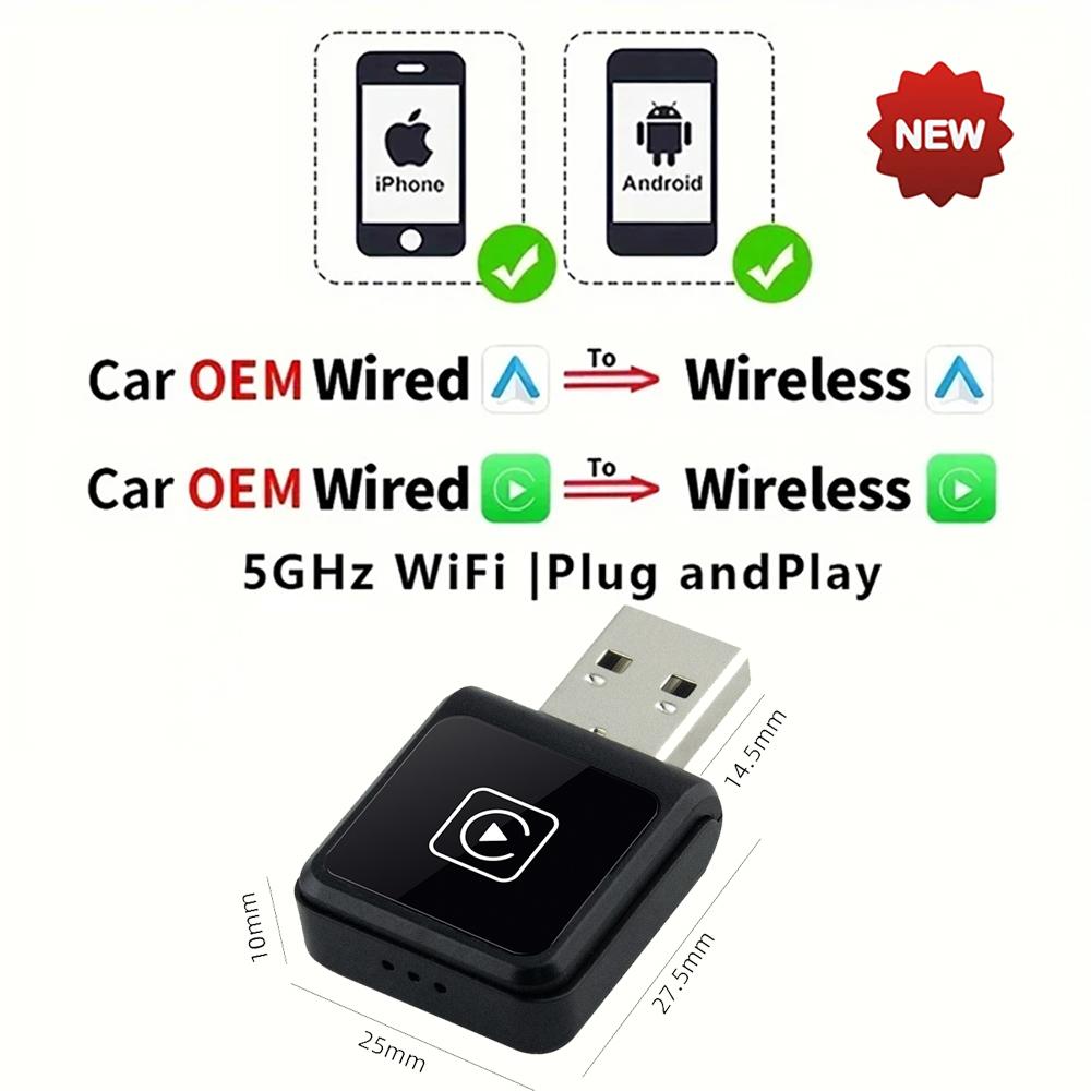 

Беспроводной адаптер CarPlay 2 в 1, беспроводной адаптер Android Auto, AI Smart Box, автомобильные интеллектуальные системы для автомобиля с проводным CarPlay