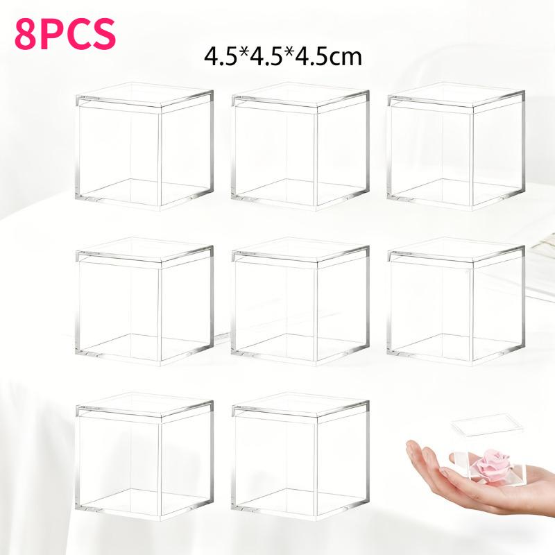 

8pcs Transparent Acrylic Box Set with Lid Dustproof Lidded Square Plastic Storage Container Versatile Home Organization Supplies